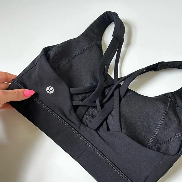 LULULEMON ATHLETICA BLACK SPORTS BRA ENERGY STRAPPY SIZE 4 WORKOUT TRENDING - Picture 5 of 11